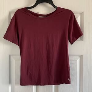 JoyLab Open Knit Back Burgundy Activewear Top
